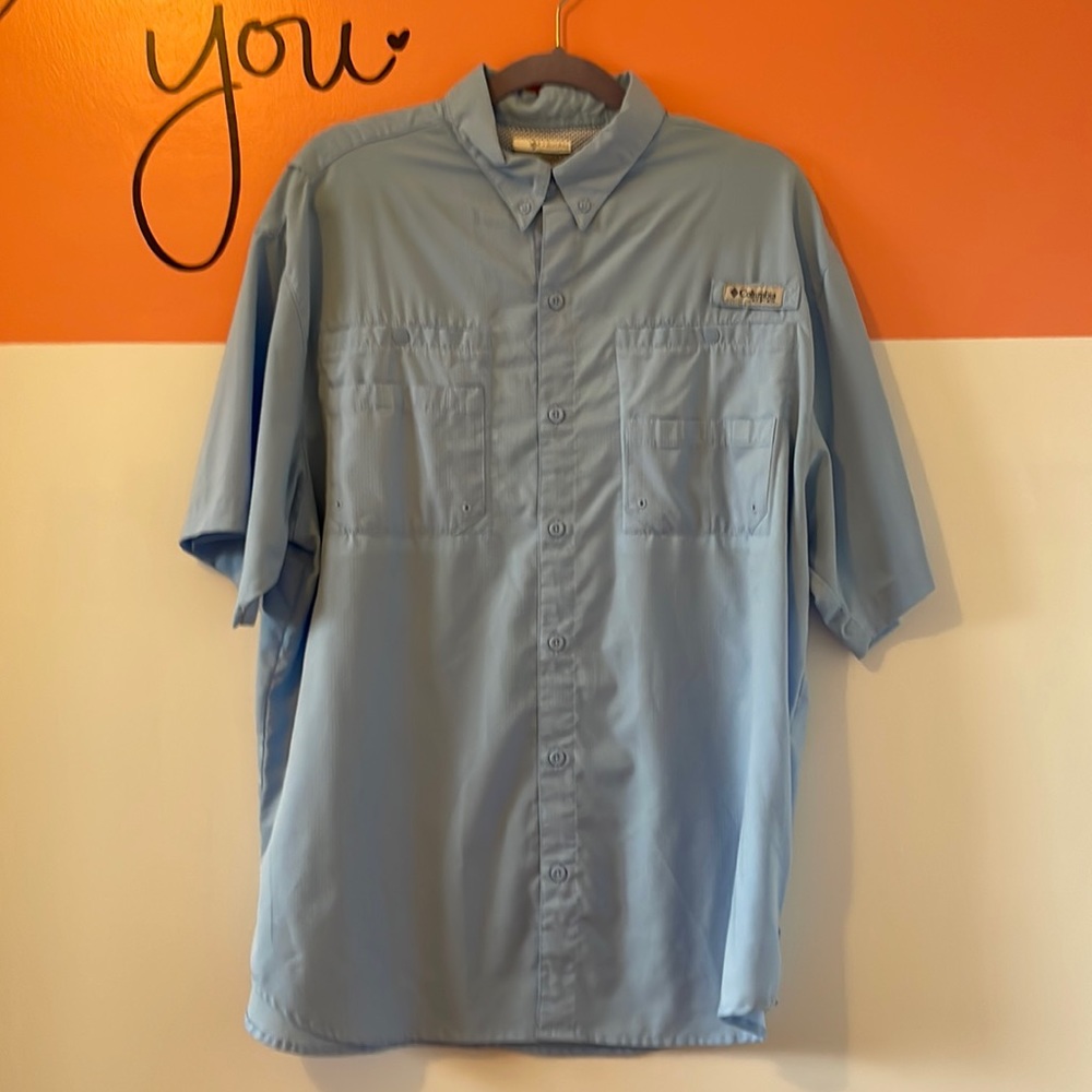 Columbia Tamiami™ II Short Sleeve Shirt, Blue Sizes L Men’s PFG Omni Shade
